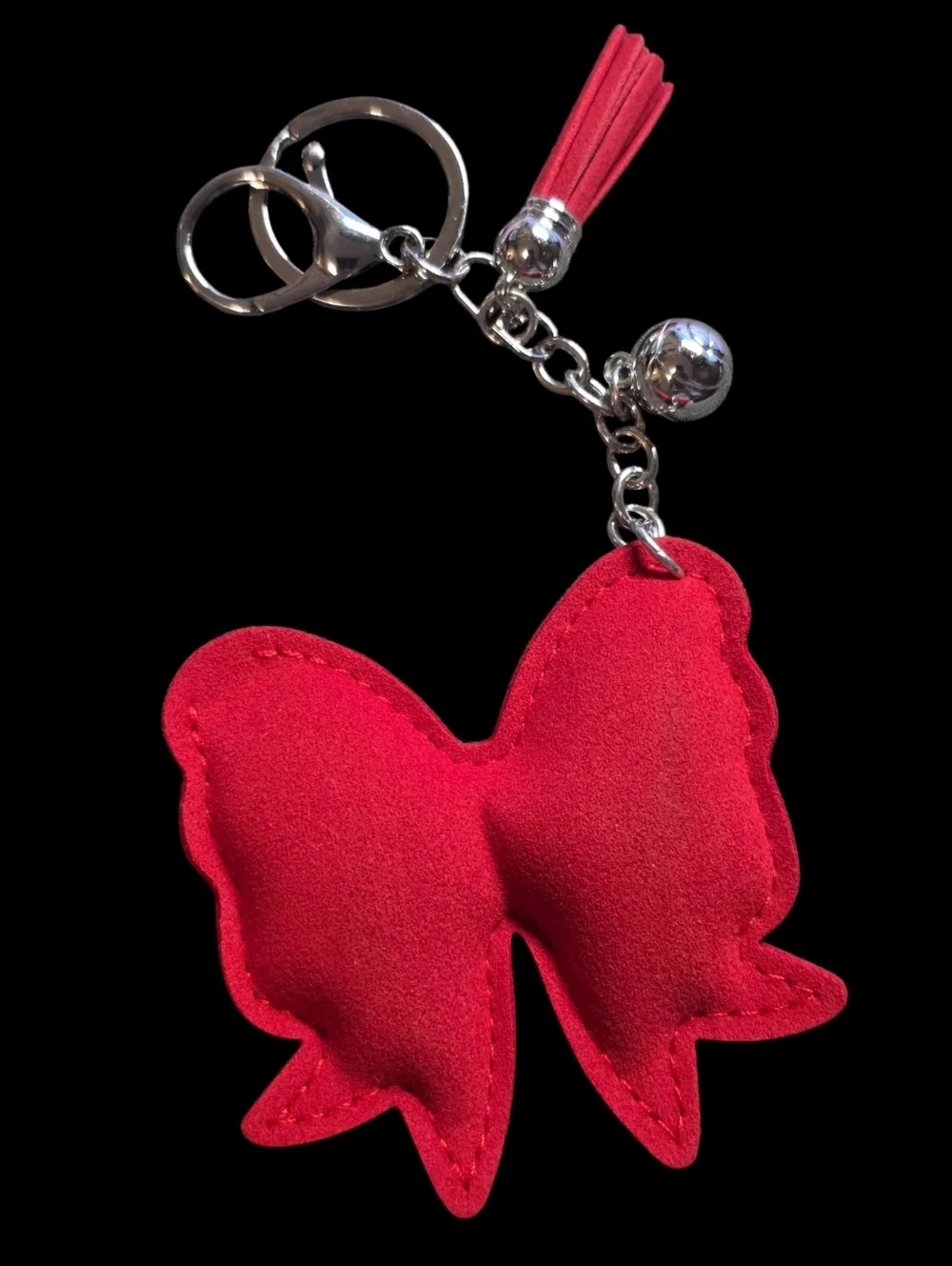 Red Rhinestone Bow Keychain Bag Charm